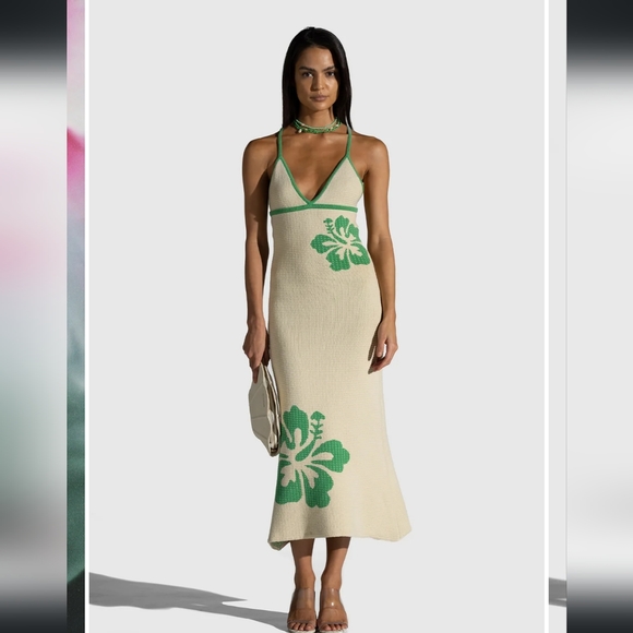 Hibiscus Knit Dress XS IVORY - Picture 1 of 5